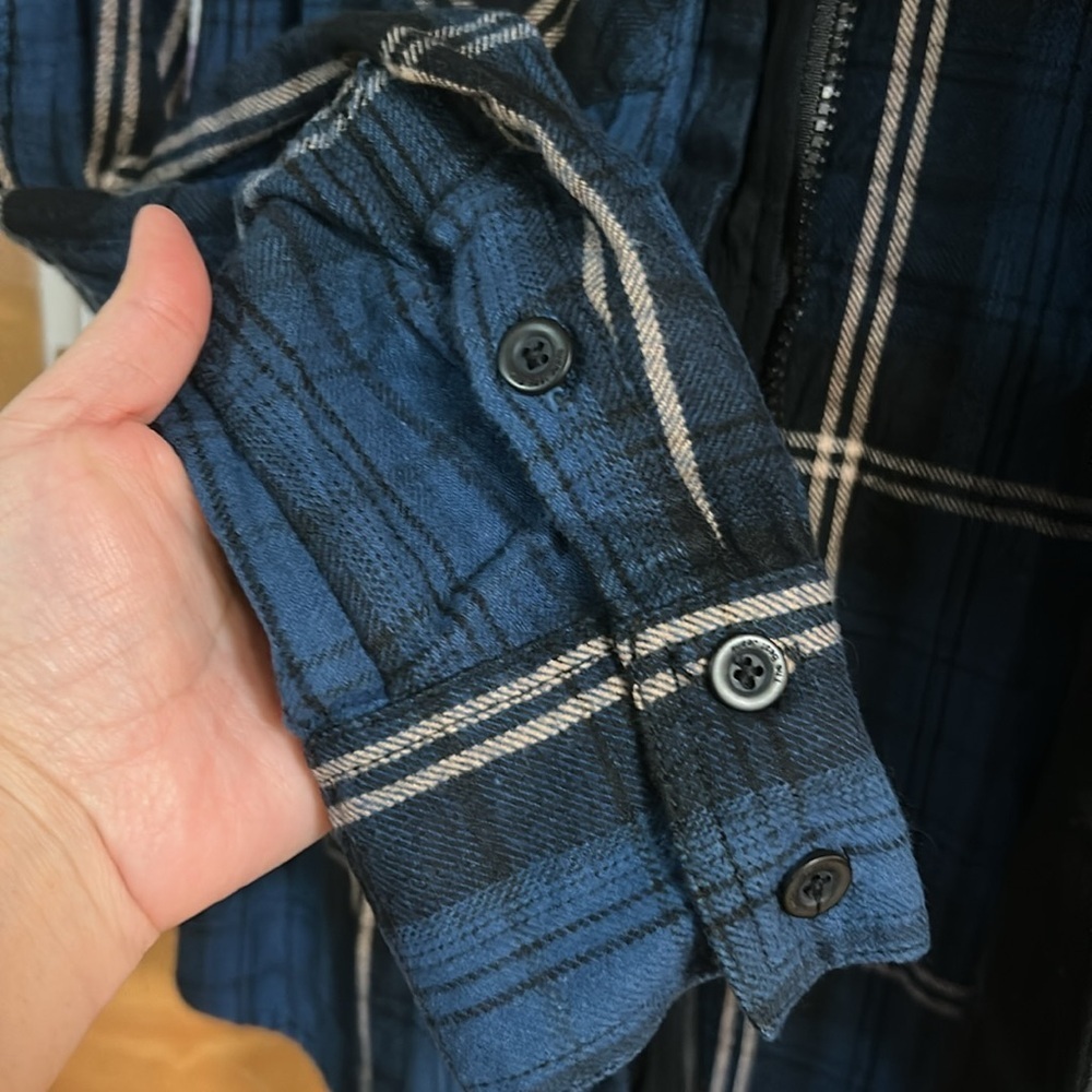 Boys Blue Plaid Hooded Sweater Size M/L - Picture 6 of 10
